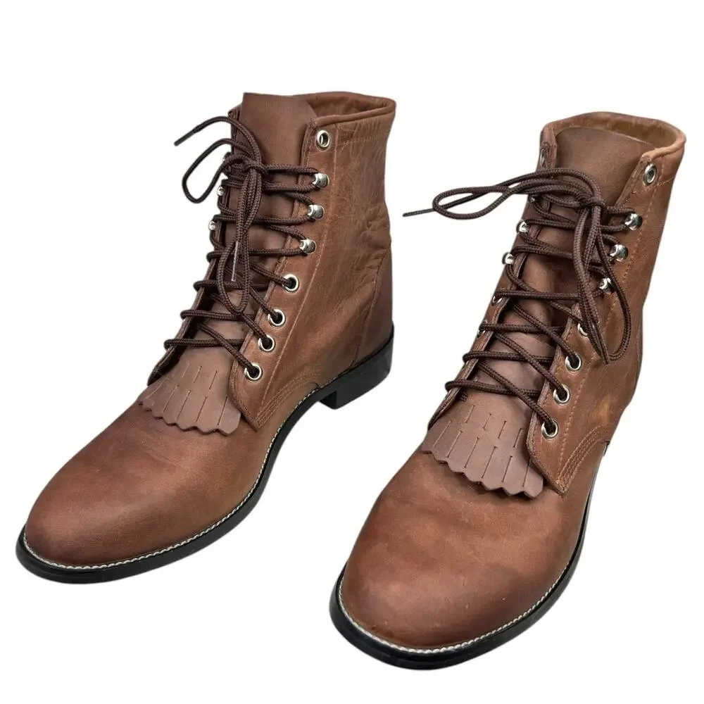 Justin Women’s Brown Leather Roper Western Boots Size US  6